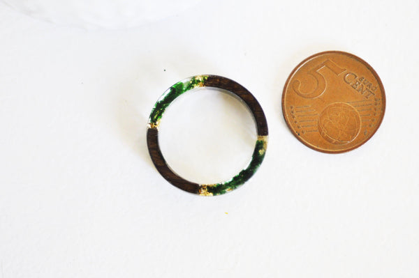 EP Bague ébène bois résine feuille d'or 19mm, x1 (G2341)