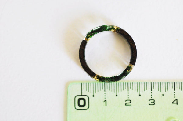 EP Bague ébène bois résine feuille d'or 19mm, x1 (G2341)
