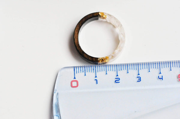 EP-Bague ébène bois résine feuille d'or 19mm, x1 (G4646)