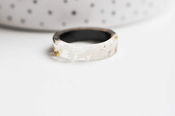 EP-Bague ébène bois résine feuille d'or 19mm, x1 (G4646)