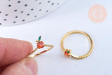 EP-Bague fruit orange laiton doré 16K zircons, x1 (G6578)