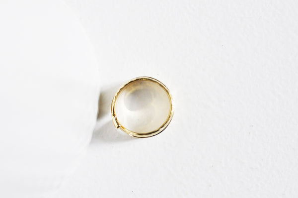EP Bague réglable dorée 16K feuille, creation bijoux,bijou minimaliste, support bague, création bague, diamètre 16mm