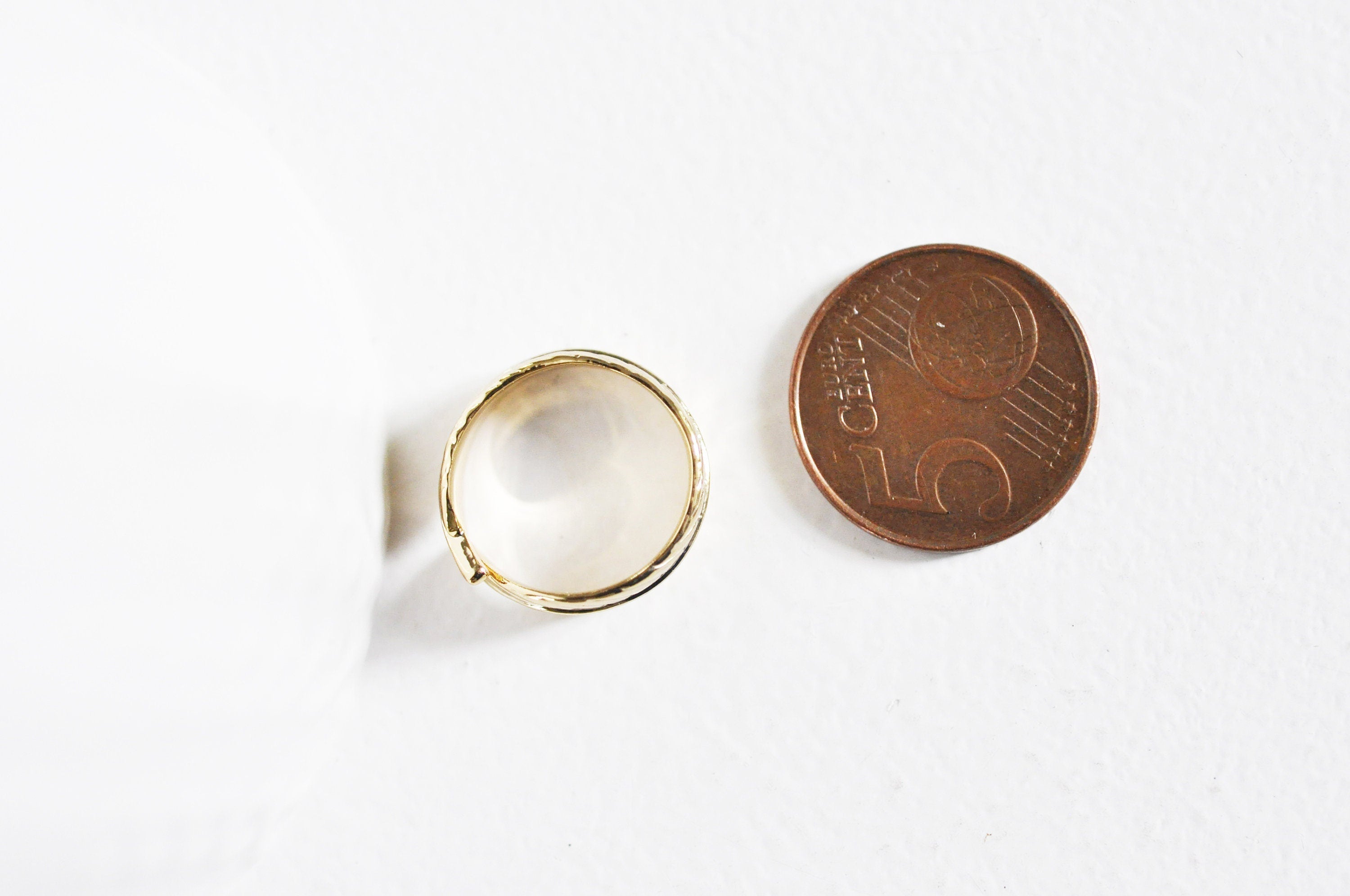 EP Bague réglable dorée 16K feuille, creation bijoux,bijou minimaliste, support bague, création bague, diamètre 16mm