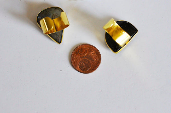 EP Bague réglable dorée labradorite 18mm, x1