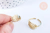 EP-Bague réglable feuille de palme acier doré Taille 54, x1 (G6409)