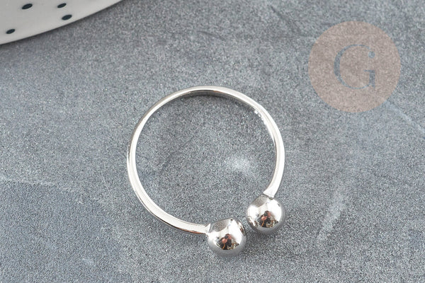 EP-Bague réglable finition boule argent 925 massif 20mm, x1 (G9143)