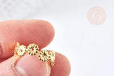 EP-Bague réglable fleurs marguerites acier doré 304 inoxydable IP taille 54, x1 (G8469)