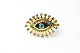 EP Bague réglable laiton doré émail oeil protecteur 17mm , x1 G4244
