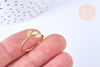 EP Bague réglable petites feuilles gravées laiton doré 16K 19mm, x1