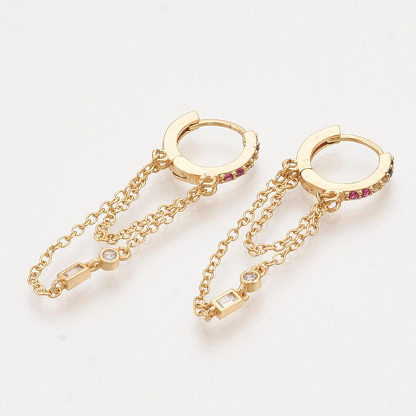 EP Boucles d'oreilles créoles en laiton avec zircons cubiques, x2 (G3777)