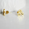 EP Boucles puces acier doré triskel, bijoux doré, création bijoux,triskel,sans nickel,la paire, 9mm, x1 G1719