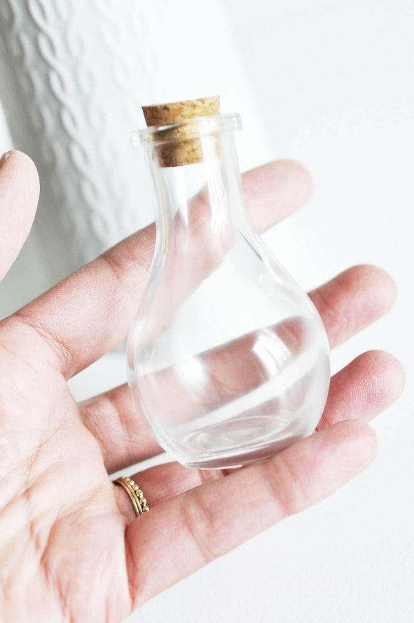 EP Bouteille verre et bouchon en liège 49x88mm, x1 (G0209)