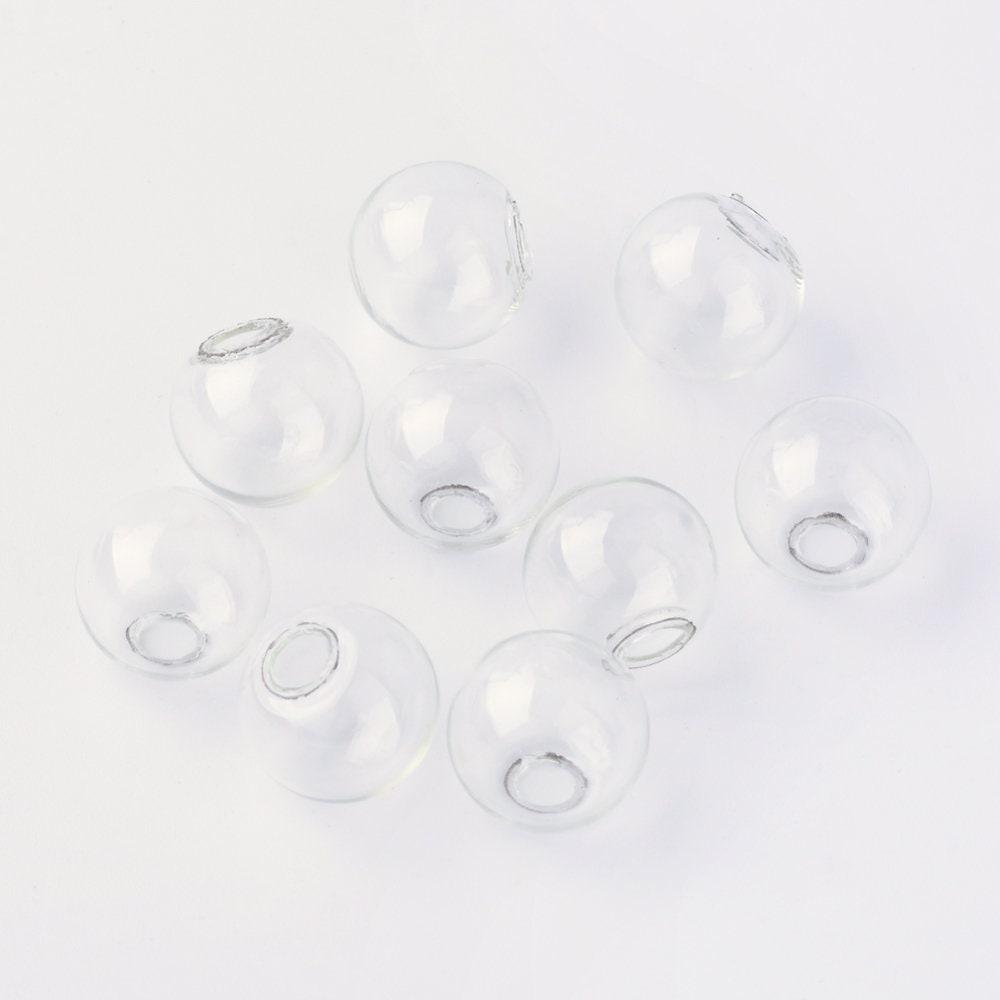 EP -Bouteilles sphériques rondes en verre soufflé mécanisé, pour la boucle d'oreille ou l'artisanat, clair G4155
