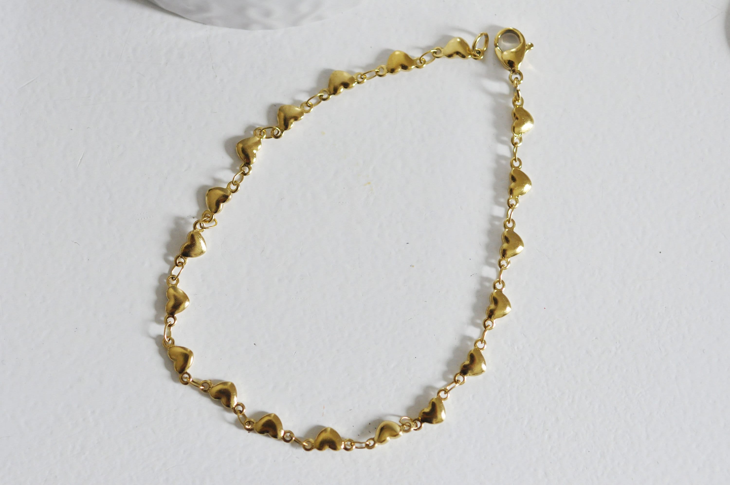 EP Bracelet acier dorée 14k cœur,un bracelet fantaisie sans nickel en acier inoxydable doré,2mm,21cm, x1 G5343