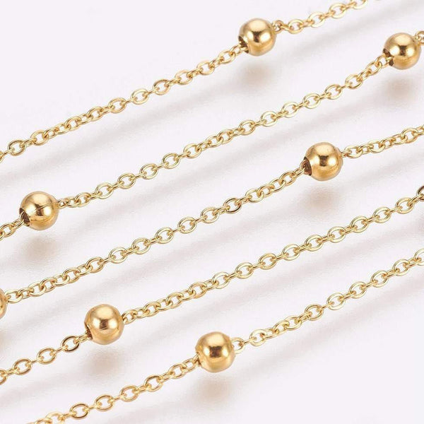 EP Bracelet chaine cheville satellite acier doré 14k, bracelet doré reglable,création bijou acier chirurgical,sans nickel,bracelet acier,23.7cm