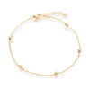 EP Bracelet chaine cheville satellite acier doré 14k, bracelet doré reglable,création bijou acier chirurgical,sans nickel,bracelet acier,23.7cm