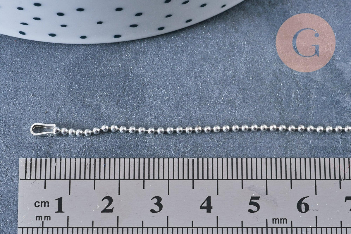 EP Bracelet chaine de cheville boule très fine argent 925 massif 22.8cm, chaine en argent pour création bijoux, x1 G8228