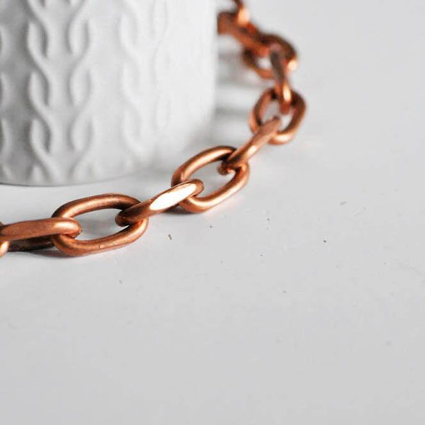 EP Bracelet gros maillons cuivre, fermoir toggle,cuivre brut, bracelet cuivre, fabrication bijoux, bracelet,23cm, x1,G2385