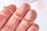 Bracelet ou collier acier doré 14k résine orange 1.5mm-20.5cm, x1 (G3709)