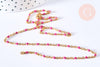 EP Bracelet ou collier acier doré 14k résine rose foncé, 1.5mm,20.5cm, x1 G4210