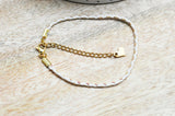EP -Bracelet tressé coton blanc or acier doré 14k / 20.5cm, x1 G6744