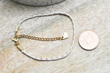 EP -Bracelet tressé coton blanc or acier doré 14k, bracelet doré,création bijoux,bracelet acier inoxydable sans nickel,20.5cm, x1 G6744