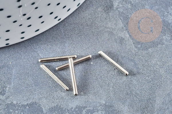 EP Breloque Tube percé laiton argenté, fabrication de bijou, laiton breloque, laiton argenté, 19mm