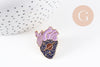 EP-Broche coeur noir violet mystique doré émail noir 29.5mm, x1 (G6377)
