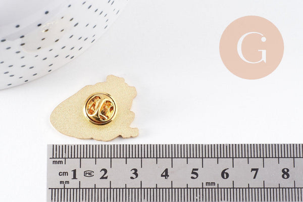 EP-Broche coeur noir violet mystique doré émail noir 29.5mm, x1 (G6377)