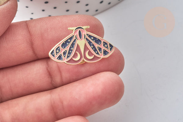 EP-Broche pin's papillon mystique zamac doré 15.5x27mm, customisation vêtement, x1 (G7848)