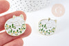 EP-Broche pins renard motif végétal doré émail blanc 26mm, x1 (G8497)