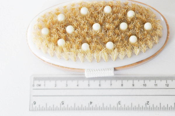 EP Brosse massage bambou & poils naturels, outil en bois pour massage du corps, accessoire auto-massage anti-cellullite,12.8cm, x1 G4582