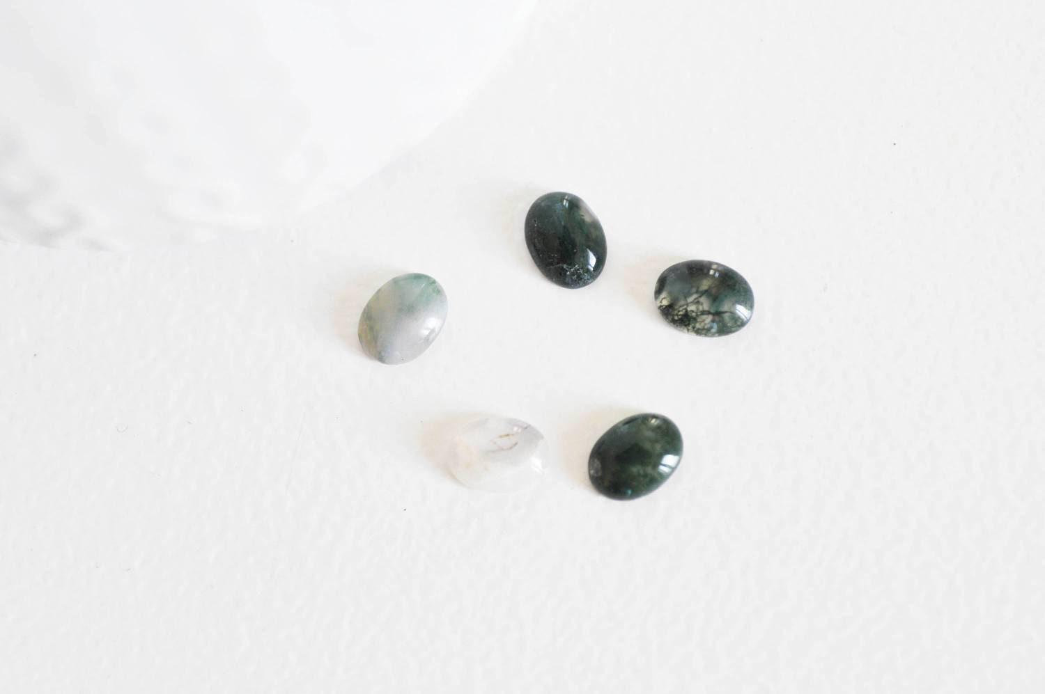 EP Cabochon agate verte, fournitures créatives, cabochon ovale, agate naturelle,10 x 14mm, cabochon agate, bijou pierre,pierre naturelle G282