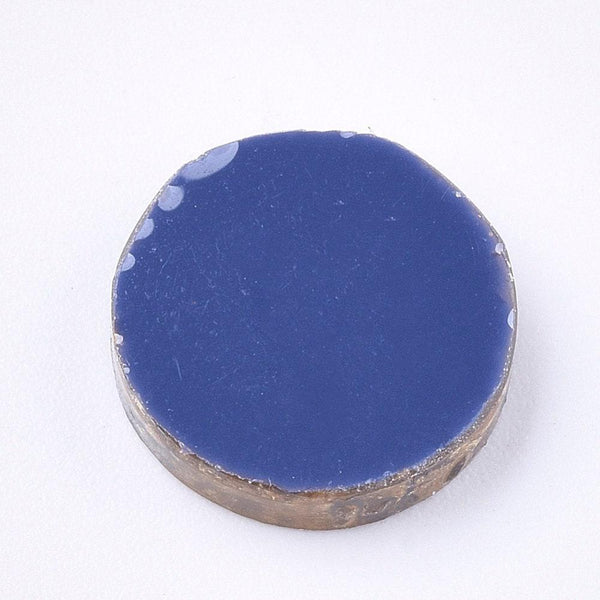 EP-Cabochon disque résine translucide bleu paillette, cabochon pour création bijoux, 13mm, x5 G3797