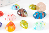 EP-Cabochon dôme millefiori gouttes, cabochon verre,verre millefiori,fait main, x50 G0130