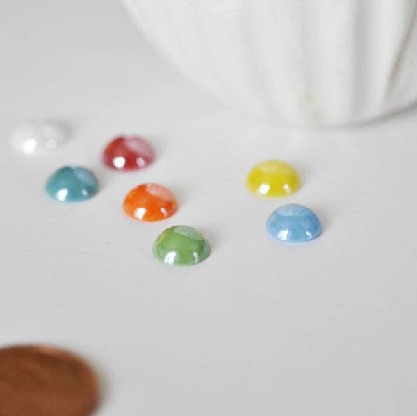 EP Cabochon dôme rond verre irisé,fournitures créatives, cabochon rond, cabochon céramique fait main, 9mm, x 10- 20 ou 50 pièces-G120