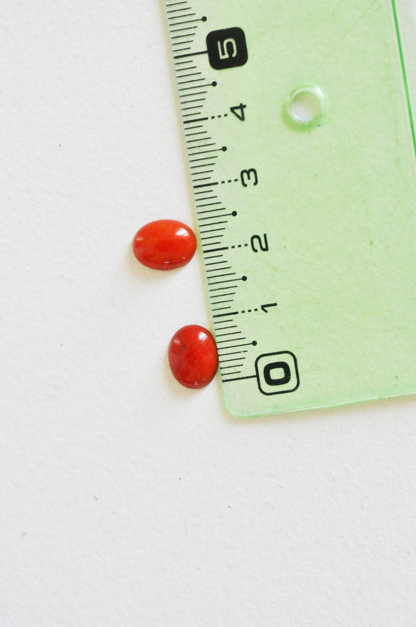 EP Cabochon ovale corail naturel rouge 10x8mm, x1 (G0983)