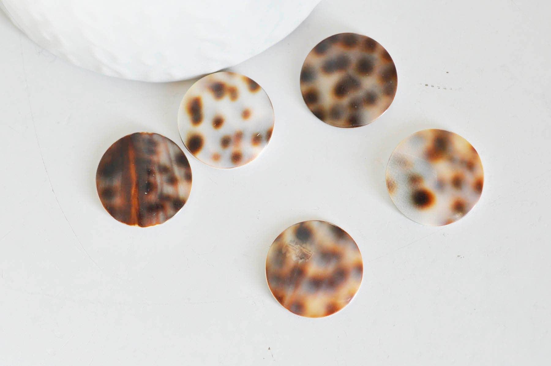 EP Cabochon rond nacre léopard, fournitures créatives, cabochon nacre, création bijoux, cabochon coquillage, nacre naturelle,18mm, les 10-G846