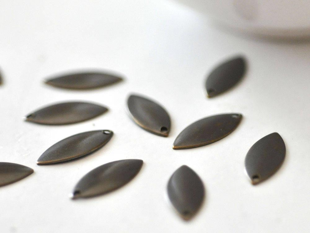 EP Cabochons navette laiton bronze 1 trou,breloque laiton,Sans nickel,laiton brut,marquise bronze,création bijoux, les 10-G1636