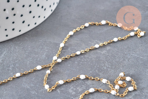 EP-Chaîne acier doré inoxydable 14k résine blanche 2mm, x1 mètre G6876