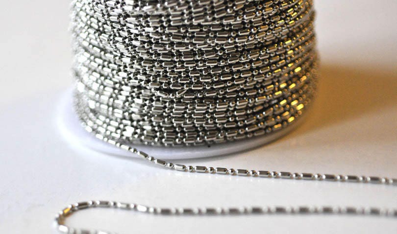EP Chaine boule bambou platine, fourniture créative, chaine bijou, création bijoux,chaine boule,sans nickel, grossiste chaine,1.5mm, 1 metre