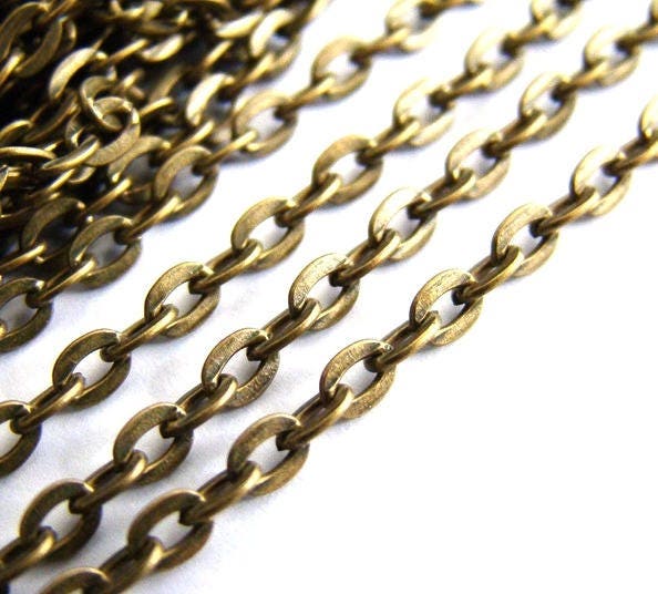 EP Chaine bronze forçat,chaine bijou, création bijoux, chaine bronze, chaine pas chère, grossiste chaine,2 mm, 5 metres-G1742