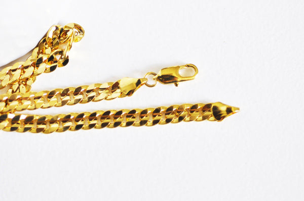 EP Chaine complète acier dorée 14k gourmette 5mm/91cm, x1 (G2446)