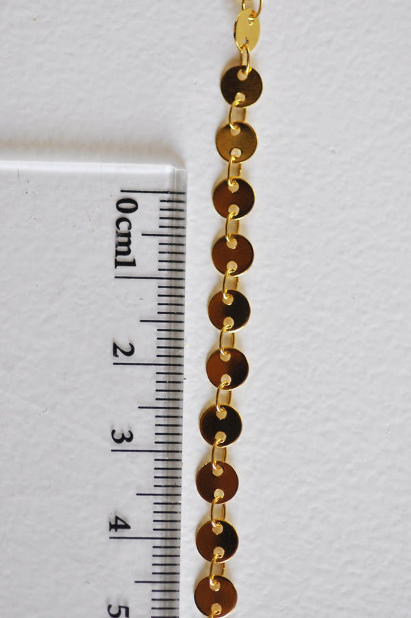 EP Chaine complète acier dorée 14k pastille 5mm, x1 mètre (G1734)