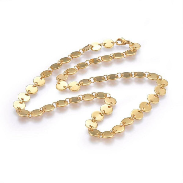 EP Chaine complète acier dorée 14k pastille,chaine fantaisie collier,sans nickel,chaine fantaisie,acier doré,chaine complète,2mm,45cm-G141