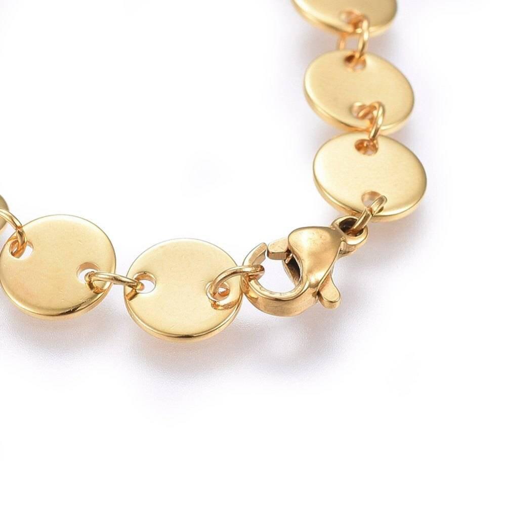 EP Chaine complète acier dorée 14k pastille,chaine fantaisie collier,sans nickel,chaine fantaisie,acier doré,chaine complète,2mm,45cm-G141