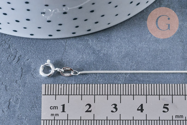 EP Chaine de cheville maille serpent très fine argent 925 massif 25.4cm,x1 (G8327)