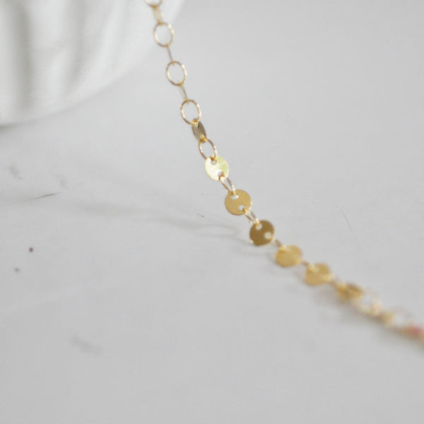 EP Chaine dorée 16 carats pastilles, fournitures créatives, chaine doree,chaine plaquée or, création bijoux, 1 metre,4mm