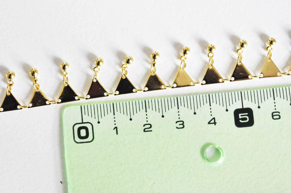 EP Chaine fantaisie triangle 16K, fourniture créative, chaine bijou, création bijou doré,chaine dorée,7 mm, 1 mètre G4784