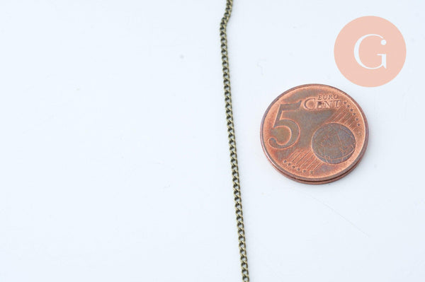 EP Chaine fine bronze maille plate 2x1.5mm, chaine bronze, création bijoux, grossiste chaine,1mm,chaine bronze, BOBINE de 92 metres G6085